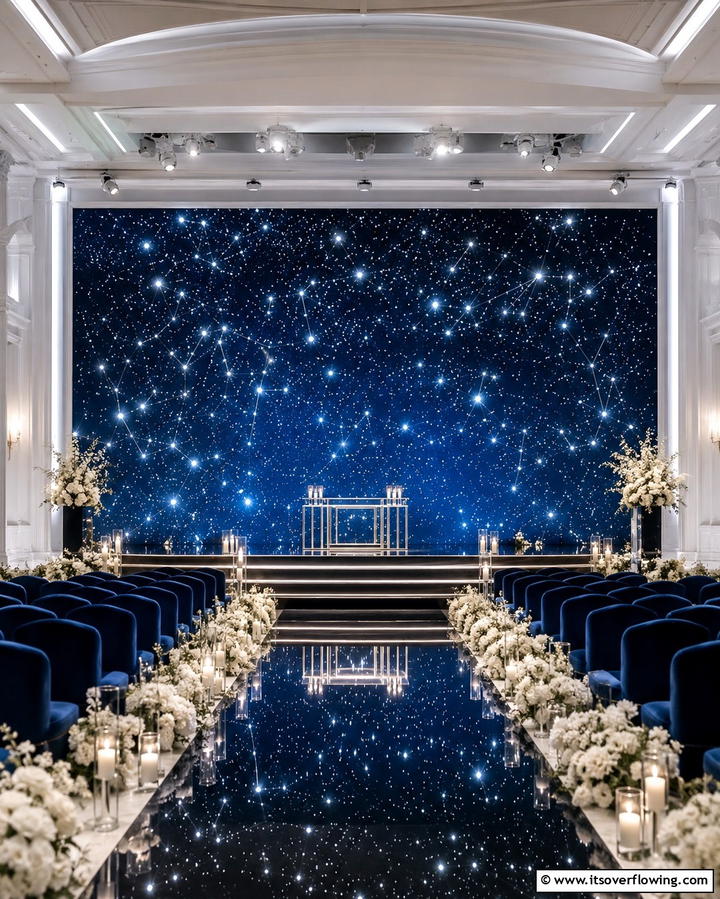 Starry Night Sky Illusion - 30 Stunning Wedding Altar Design Inspirations