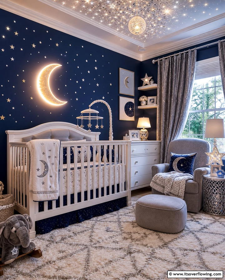 Starry Night Sky - 25 Baby Girl Nursery Ideas for a Dreamy Space