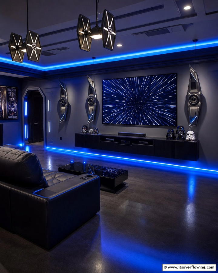 Starship Inspired Lighting Fixtures - 20 Star Wars Man Cave Ideas for Ultimate Fans