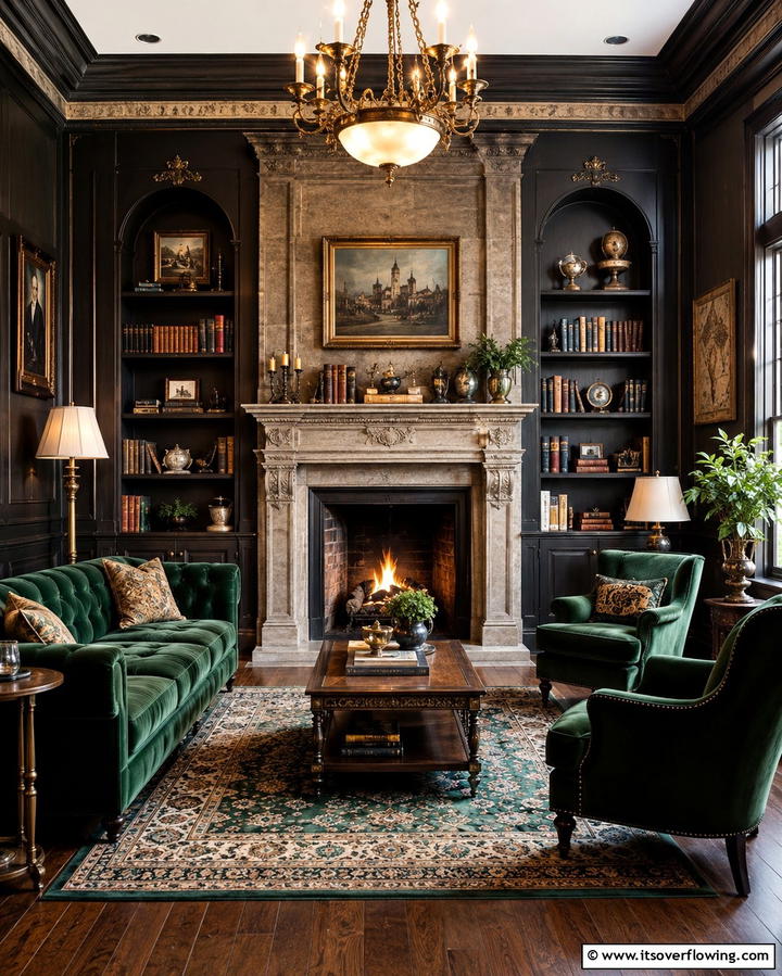 Stately Fireplaces - 25 Dark Academia Interior Design Ideas for Sophistication