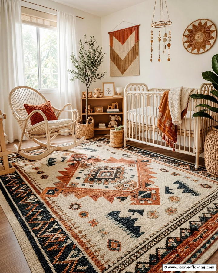 Statement Area Rugs - 25 Boho Nursery Ideas for a Cozy and Chic Space
