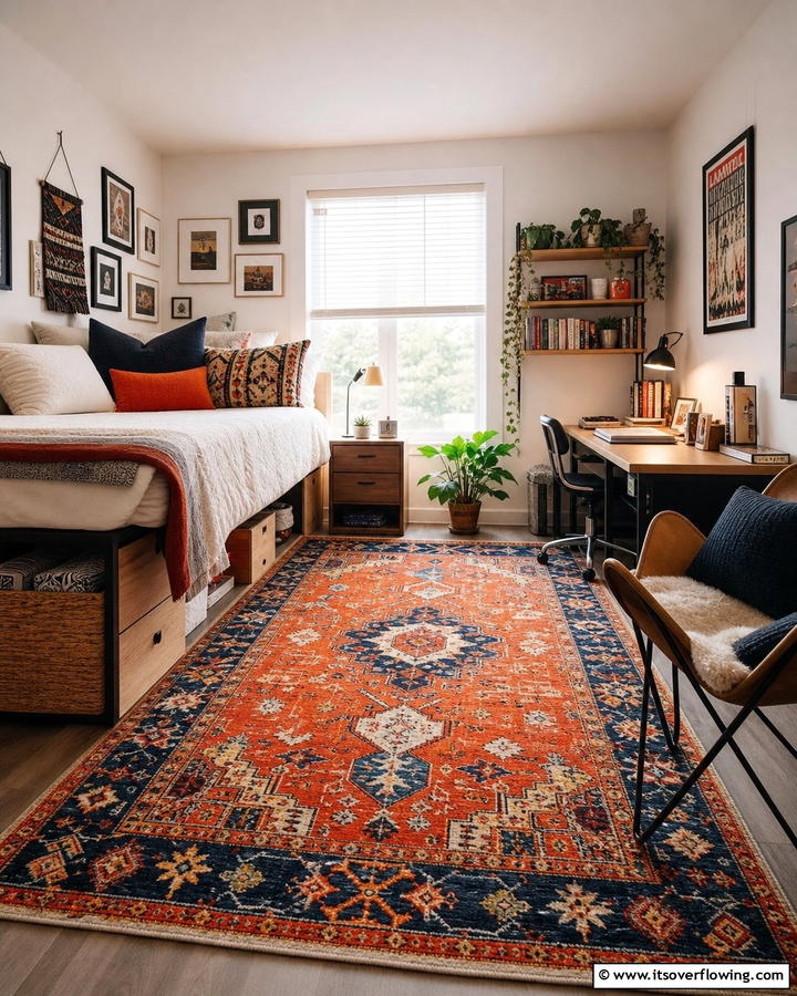 Statement Area Rugs - 21 Dorm Room Decorating Ideas for Style and Function
