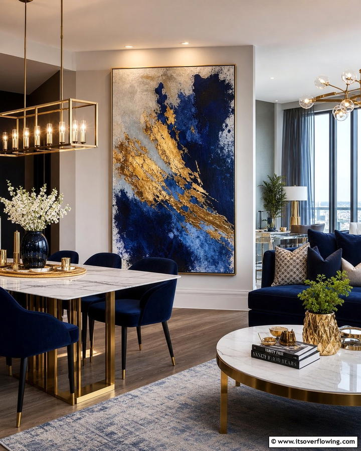 Statement Art Pieces - 25 Living Room Dining Room Combo Ideas for Open Spaces