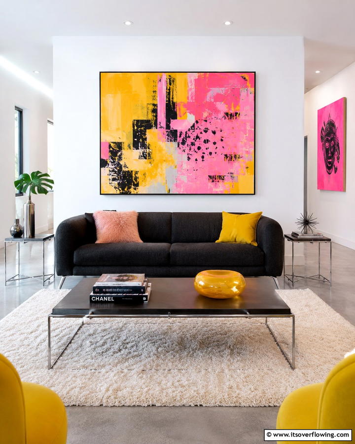 Statement Art Pieces - 30 Yellow and Pink Decor Ideas- Vibrant Home Accents