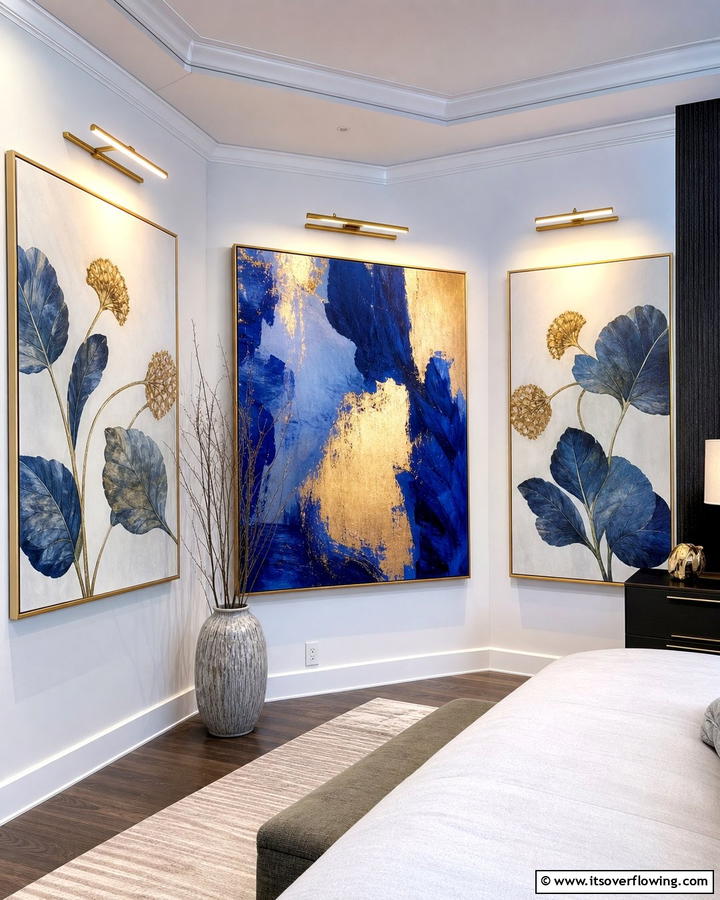 Statement Artwork Display - 20 Bedroom Corner Ideas to Maximize Your Space