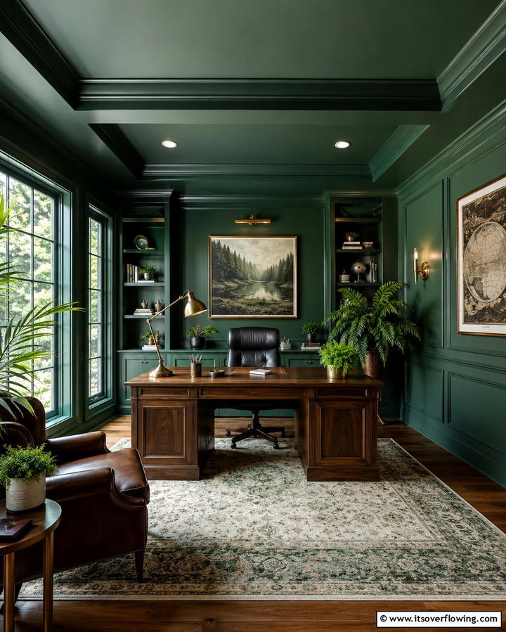 Statement ArtworkOne - 30 Moody Dark Home Office Designs for a Productive Workspace