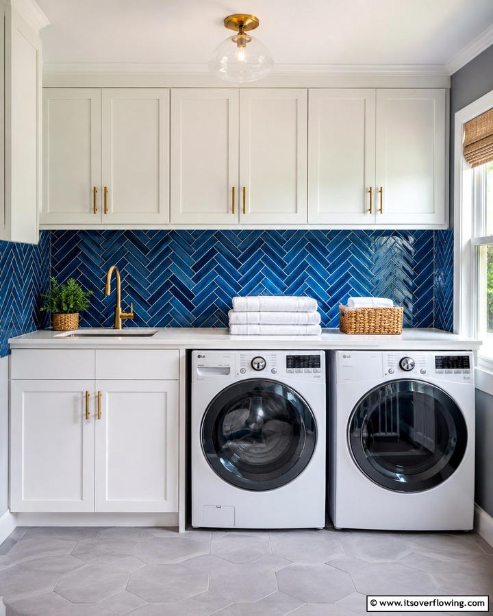 Statement Backsplashes for Added Personality - 25 Modern Laundry Room Ideas for a Functional Space