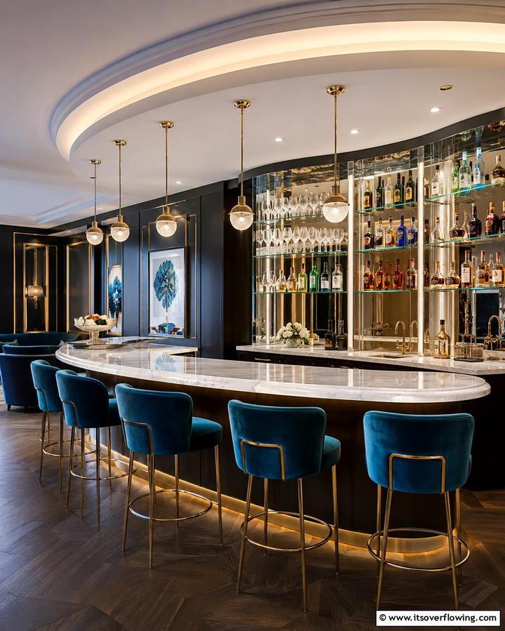 Statement Bar Area Designs - 30 Art Deco Interior Design Ideas for Glamorous Spaces