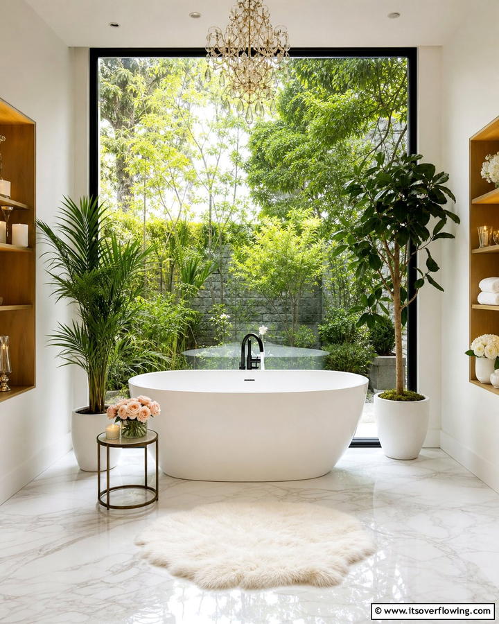Statement Bathtub with a View - 17 Romantic Bathroom Ideas for a Luxurious Personal Retreat