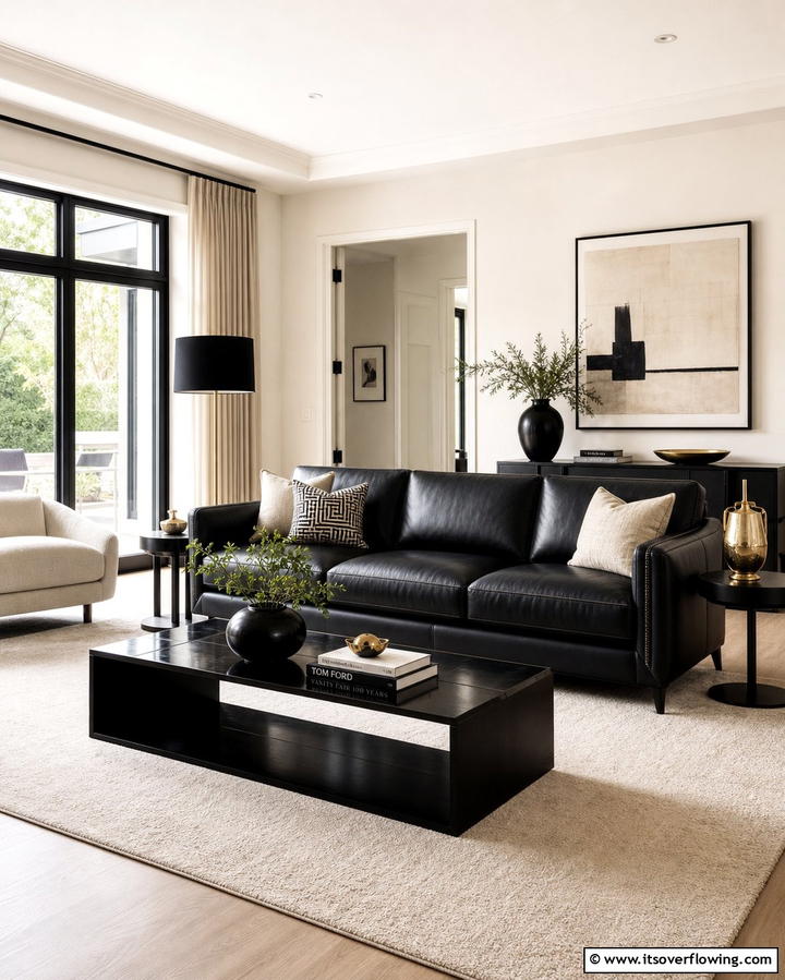 Statement Black Furniture Pieces - 25 Cream and Black Living Room Ideas for Elegance