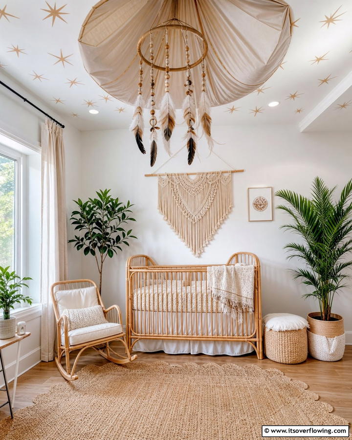 Statement Ceiling Decor - 25 Boho Nursery Ideas for a Cozy and Chic Space