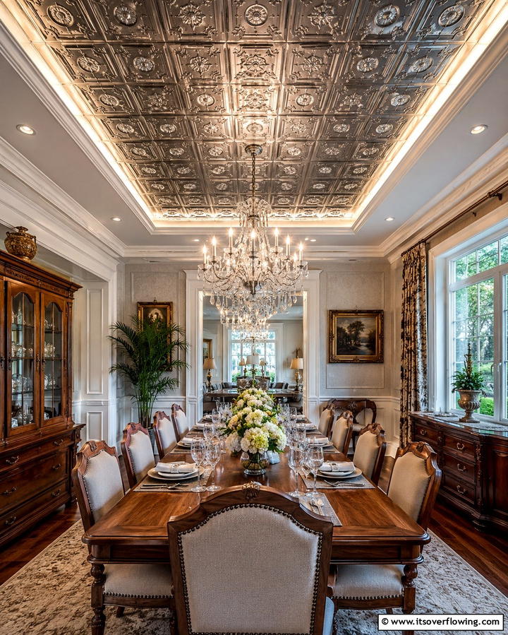 Statement Ceilings for Dining Rooms - 25 Tin Ceiling Ideas for a Vintage Touch