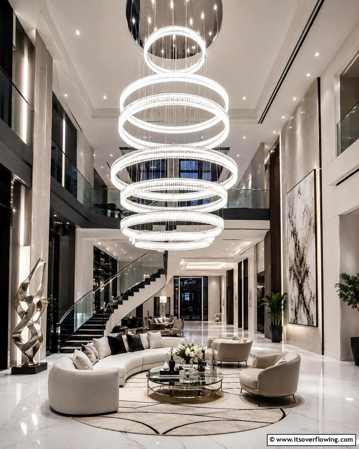 Statement Chandelier Lighting - 25 Mansion Living Room Ideas for Luxurious Spaces
