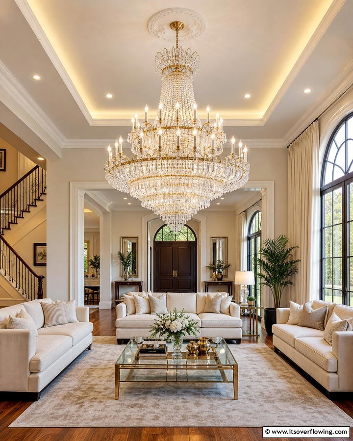 Statement ChandelierExact - 25 Formal Living Room Ideas for Elegant Gatherings