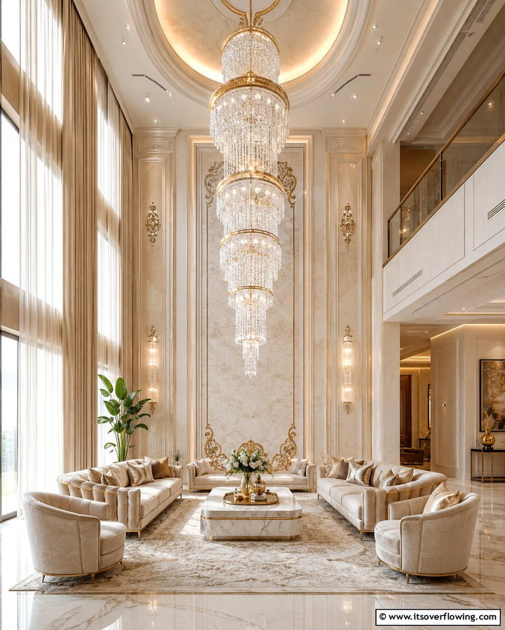 Statement Chandeliers for Height Emphasis - 30 High Ceiling Wall Decor Ideas for Tall Interior Spaces