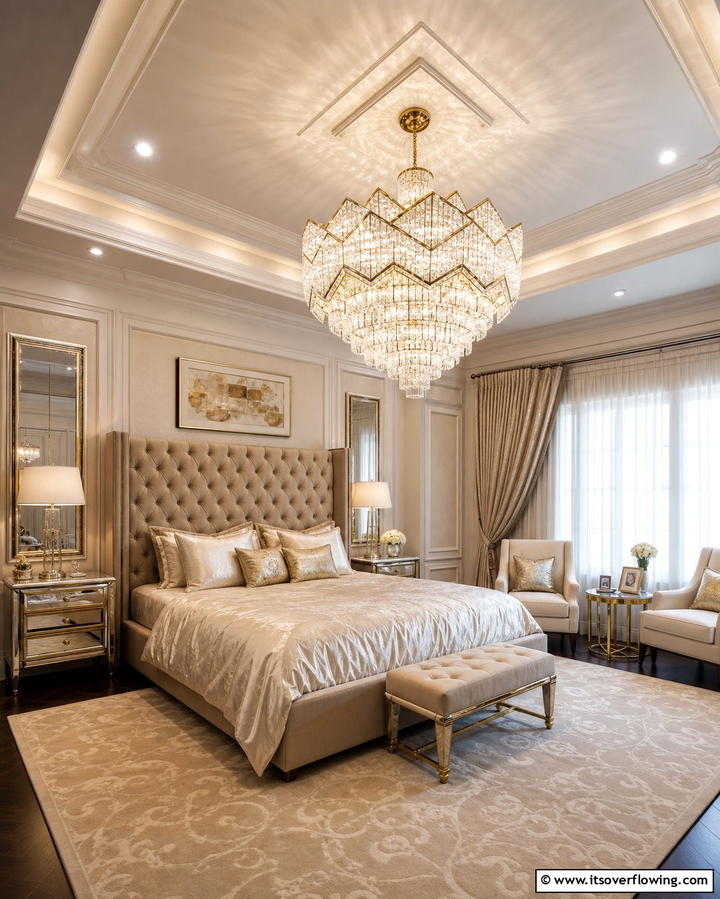 Statement Chandeliers for a Luxurious Touch - 25 Stunning Bedroom Ceiling Ideas to Elevate Your Space