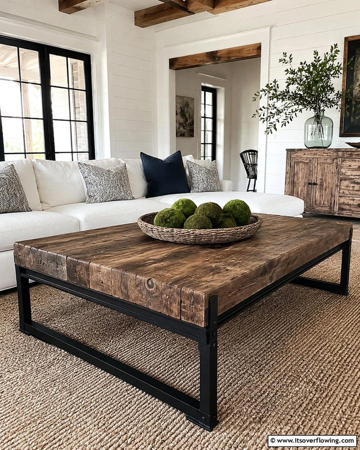 Statement Coffee Tables - 25 Joanna Gaines Living Room Ideas for Farmhouse Style