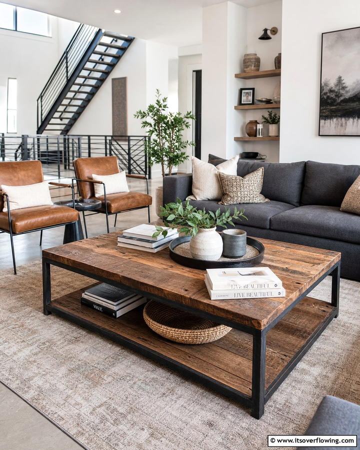 Statement Coffee Tables - 21 Cozy Living Room Ideas for Warm & Inviting Spaces