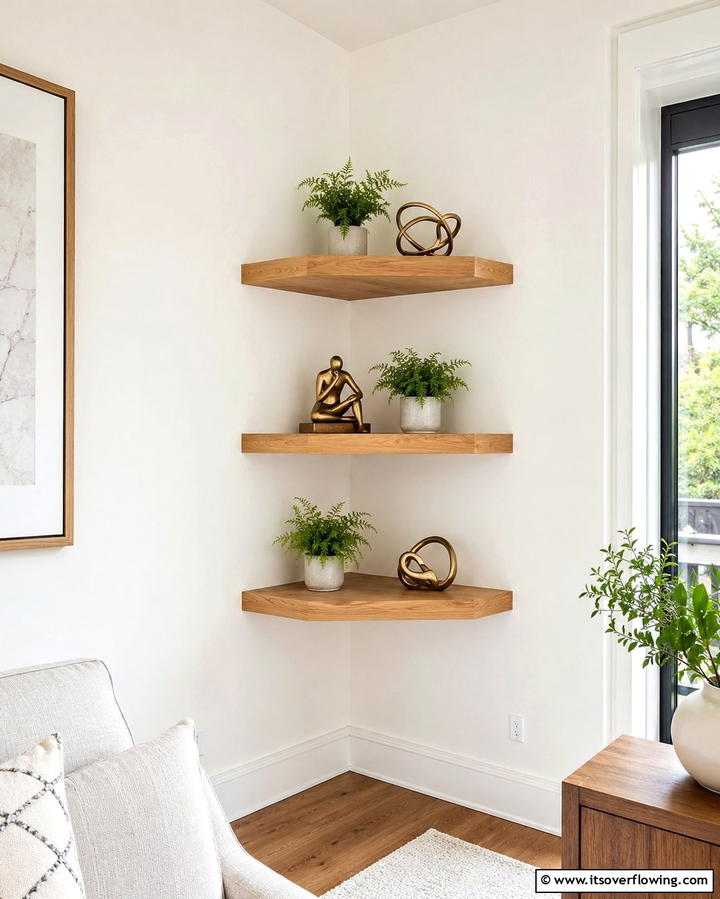Statement Corner Artwork - 25 Smart Living Room Corner Ideas to Maximize Space