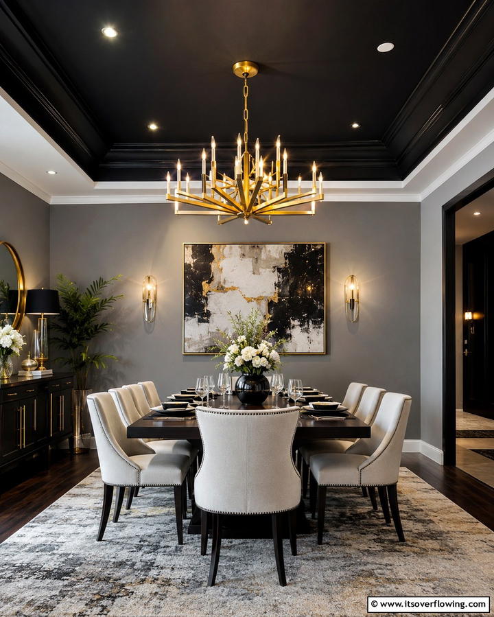 Statement Dining Rooms - 25 Black Ceiling With Grey Walls for a Dramatic Look