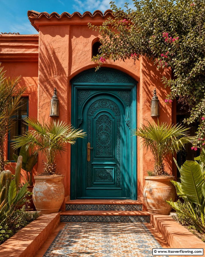 Statement Entry Doors - 25 Boho House Exterior Ideas for a Unique and Colorful Look