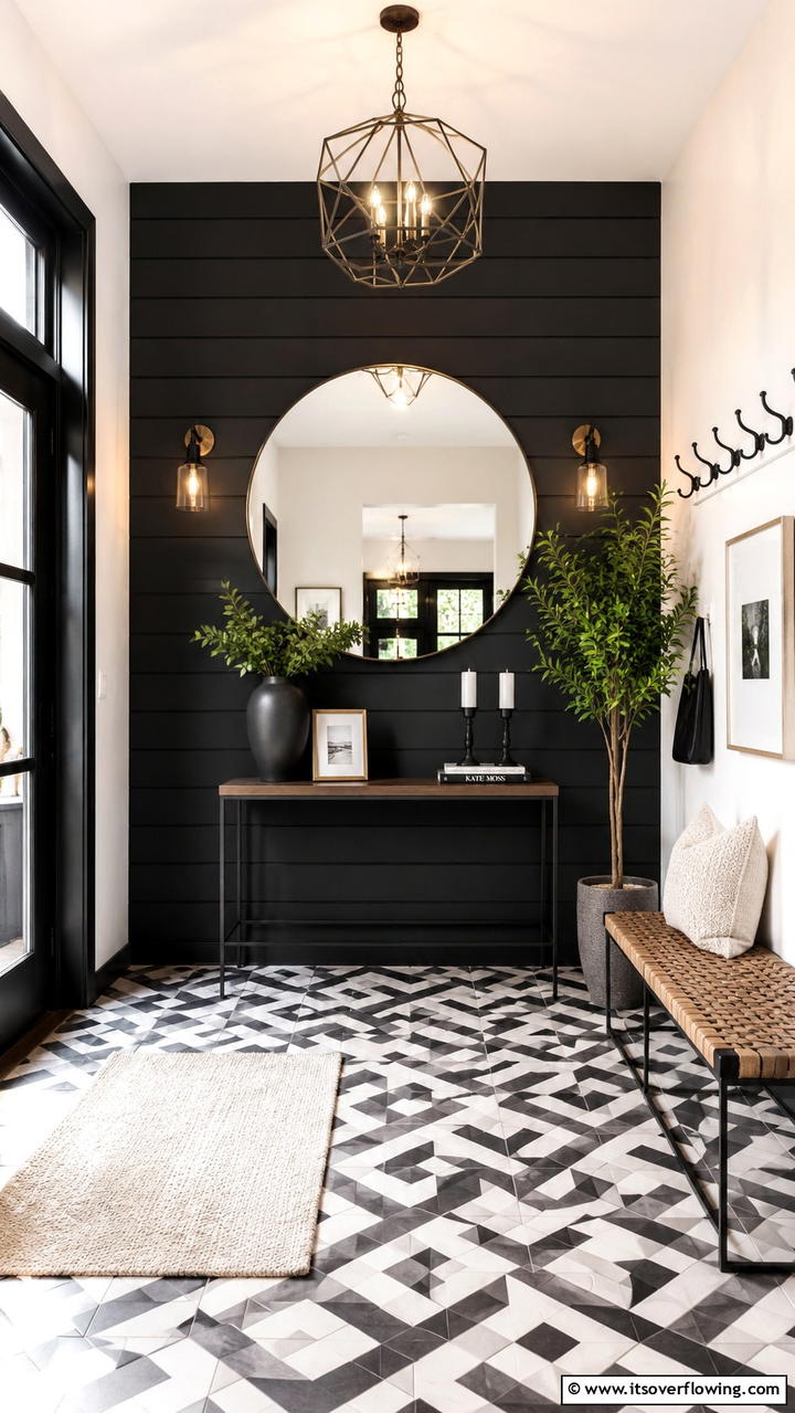 Statement Entryway Design - 30 Black Shiplap Wall Ideas for Timeless Interior Accents