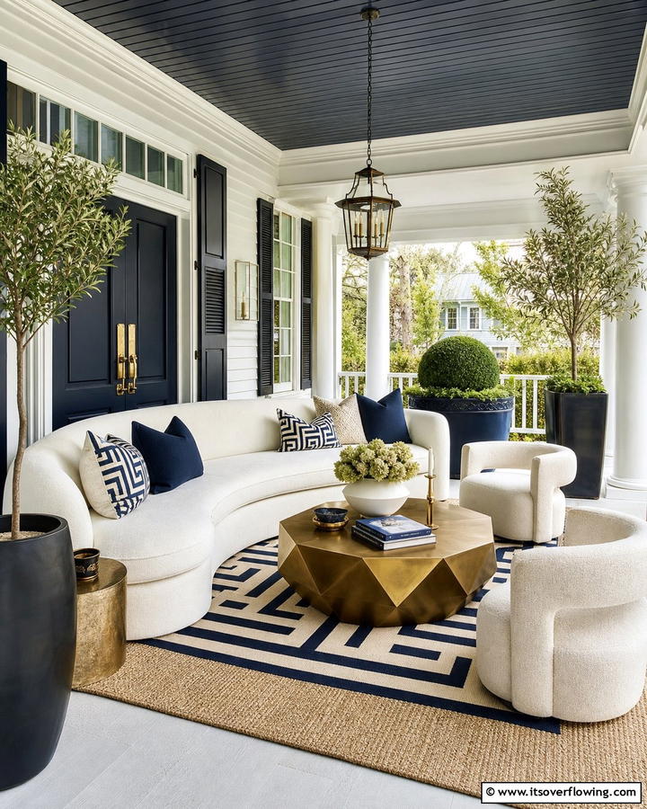 Statement Furniture Arrangement - 21 Modern Front Porch Ideas for Welcoming Entryways