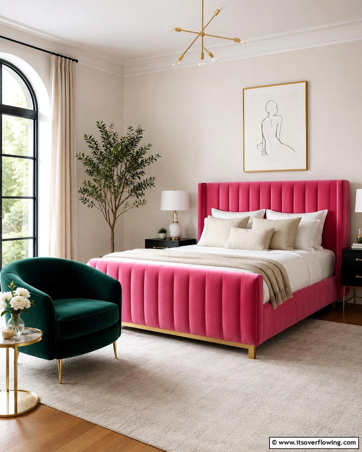 Statement Furniture in Pink and Green - 25 Pink and Green Bedroom Ideas for a Fresh Look