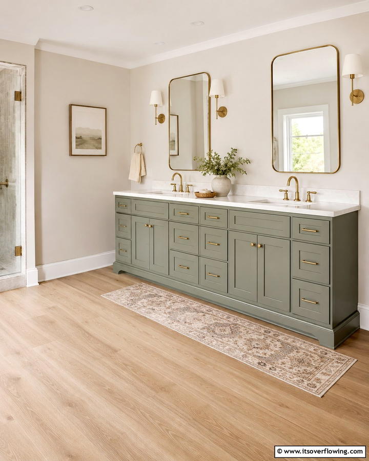 Statement Green Bathtub - 25 Luxurious Green and Gold Bathroom Design Ideas