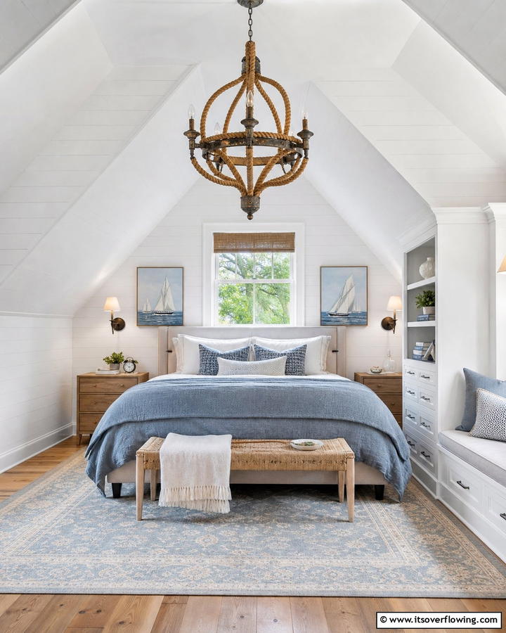 Statement Light Fixtures - 20 Charming Cape Cod Upstairs Bedroom Ideas