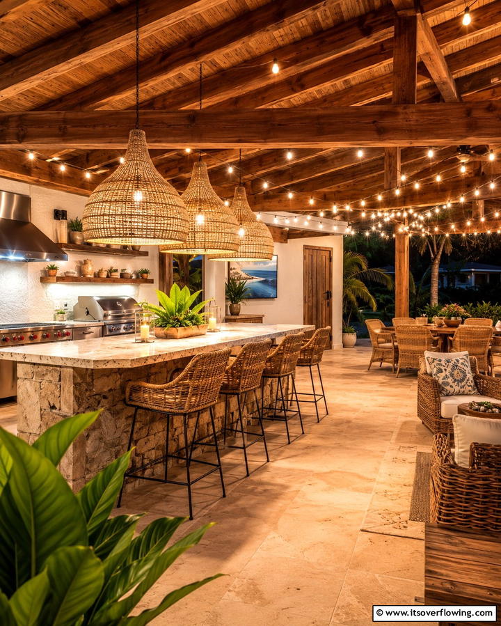 Statement Lighting - 20 Stylish Lanai Kitchen Ideas for Indoor-Outdoor Living