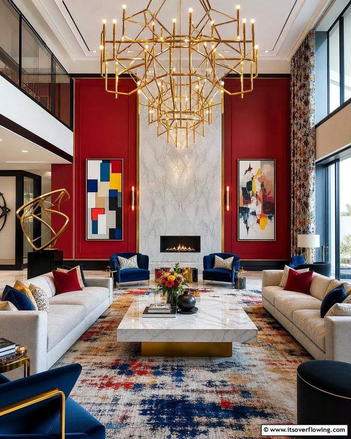 Statement Lighting - 25 Maximalist Living Room Design Ideas for Bold Homes
