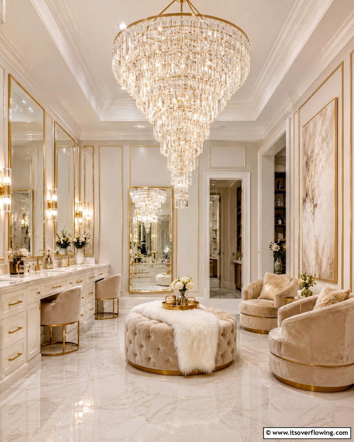 Statement Lighting Fixture - 25 Stunning Makeup Room Ideas for Every Style