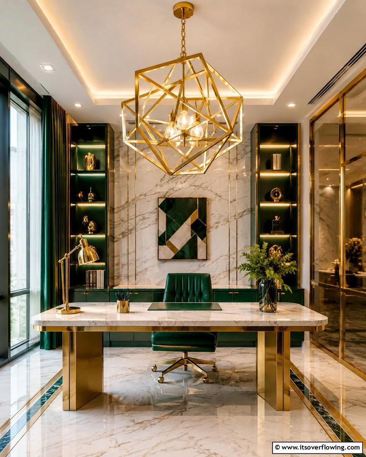 Statement Lighting Fixture - 30 Home Office Ideas Designed Specifically for Her