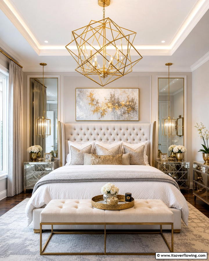 Statement Lighting Fixtures - 25 Bedroom Ideas for Women to Reflect Personal Style