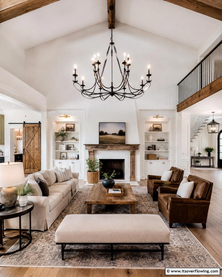 Statement Lighting Fixtures - 25 Joanna Gaines Living Room Ideas for Farmhouse Style