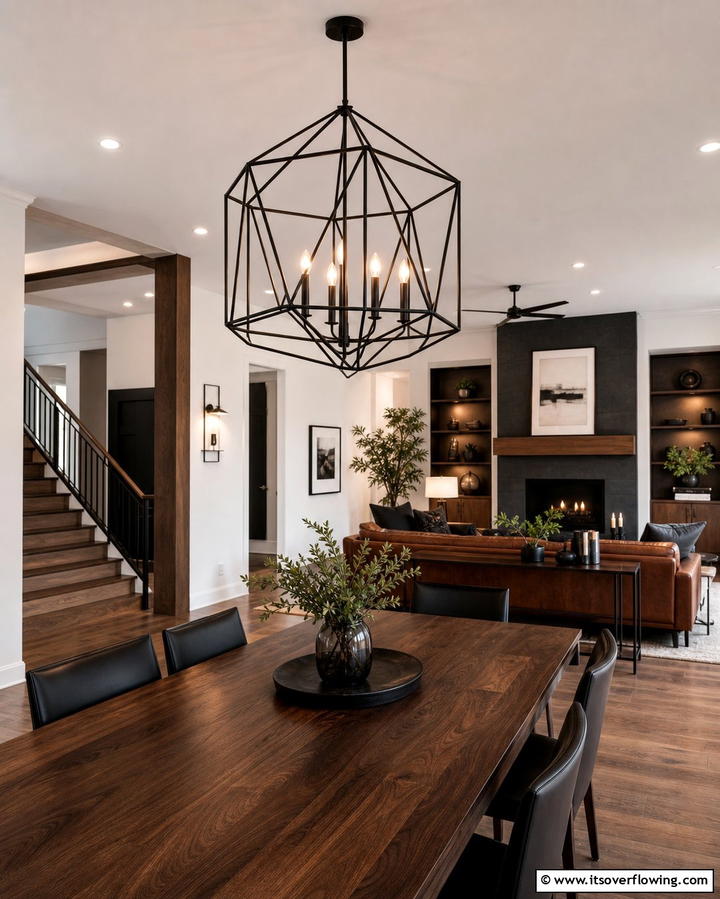 Statement Lighting Fixtures - 25 Living Room Dining Room Combo Ideas for Open Spaces