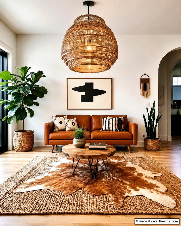 Statement Lighting Fixtures - 25 Moody Boho Living Room Ideas for a Cozy Vibe