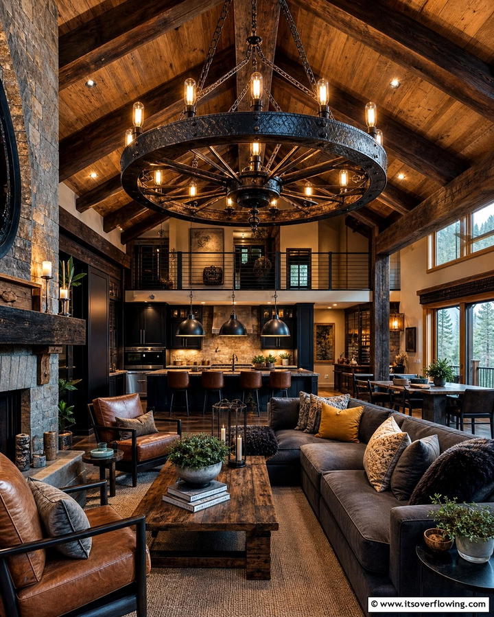 Statement Lighting Fixtures - 25 One Room Cabin Interior Design Ideas for a Cozy Retreat
