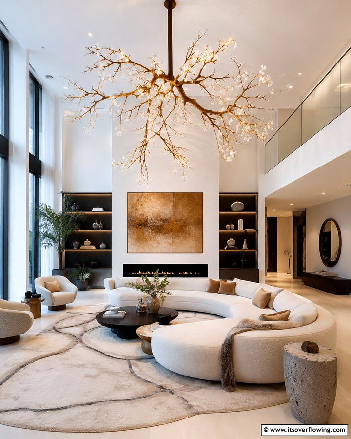 Statement Lighting Fixtures - 25 Organic Modern Living Room Design Ideas