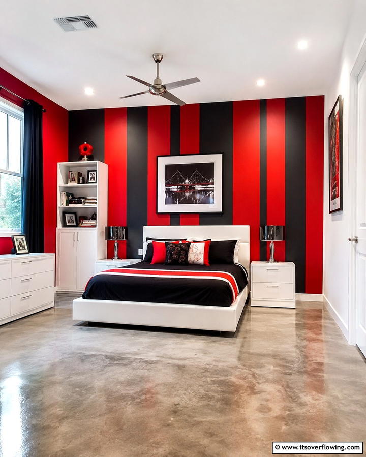 Statement Lighting Fixtures - 25 Red Black and White Bedroom Ideas for a Bold Look