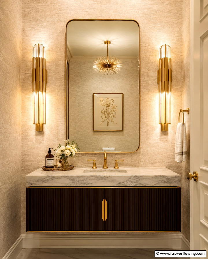 Statement Lighting Fixtures - 25 Small Powder Room Ideas for Stylish Spaces