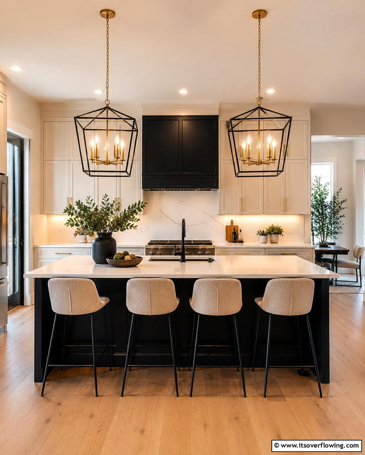 Statement Lighting Fixtures - 25 Transitional Kitchen Ideas for Modern Homes
