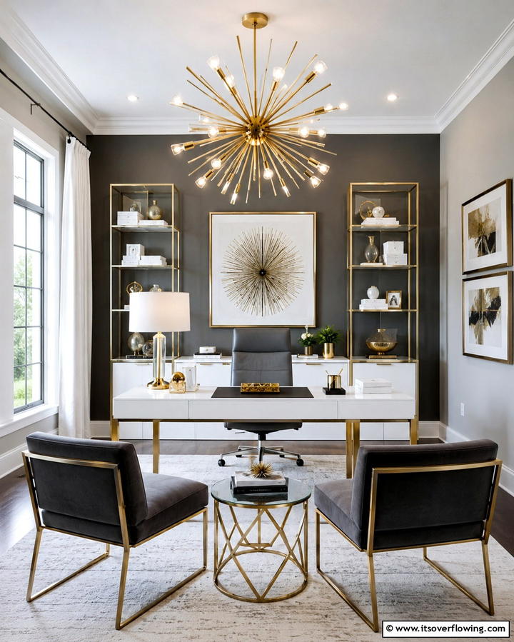 Statement Lighting Fixtures - 30 Home Office Ideas Designed Specifically for Her
