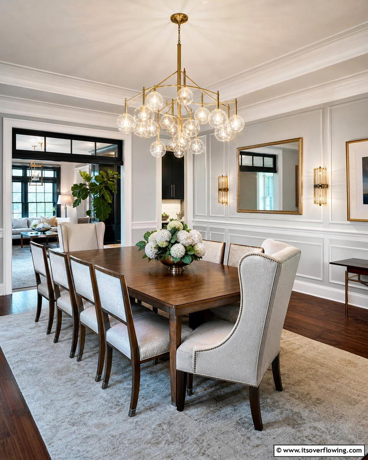 Statement Lighting Fixtures - 30 Transitional Dining Room Ideas Blending Modern and Classic