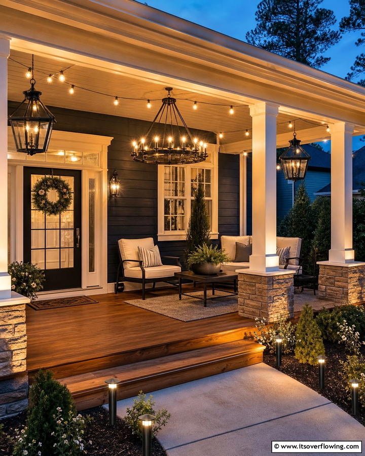 Statement Lighting Fixtures - 21 Small Porch Decor Ideas for Welcoming Entryways