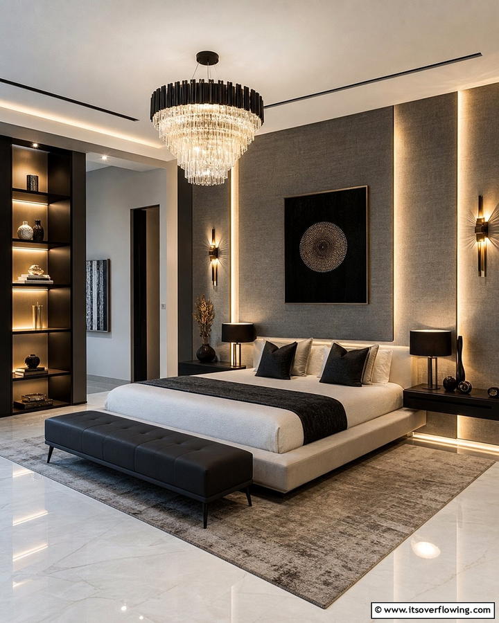 Statement Lighting Focus - 21 Modern Bedroom Ideas to Create a Serene Retreat