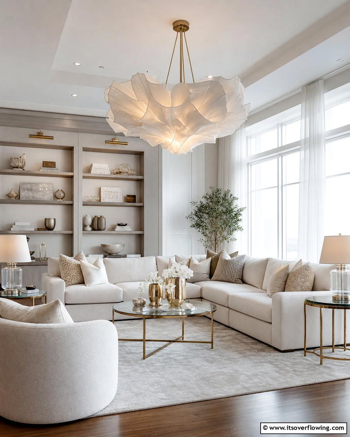 Statement Lighting for Ambiance - 20 Pottery Barn Living Room Ideas for Timeless Style