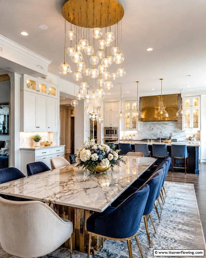 Statement Lighting for Ambience - 25 Kitchen Diner Ideas for a Functional and Stylish Space