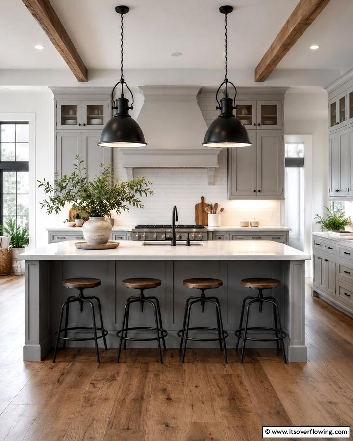 Statement Lighting for a Bold Accent - 25 Farmhouse Kitchen with Gray Cabinets Ideas